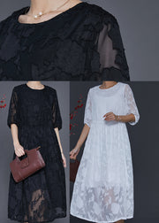 Bohemian Black Jacquard Chiffon Robe Dresses Summer