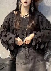 Bohemian Black Oversized Chiffon Top Spring