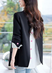 Bohemian Black Oversized Patchwork Fake Two Piece Jacket Spring