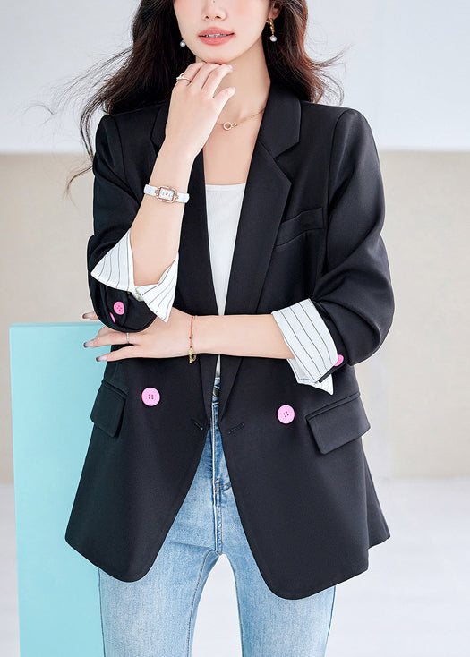 Bohemian Black Oversized Patchwork Fake Two Piece Jacket Spring