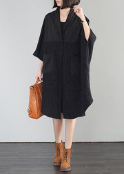 Bohemian Black Oversized Patchwork Linen Vacation Dresses Summer