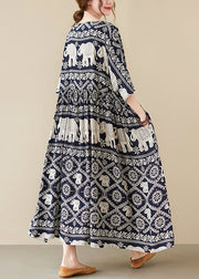 Bohemian Black Oversized Print Cotton Dresses Summer