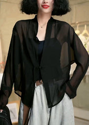 Bohemian Black Tasseled Patchwork Tulle UPF 50+ Coat Summer