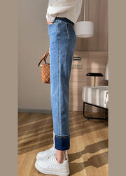 Bohemian Blue High Waist Cotton Denim Corp Pants Summer