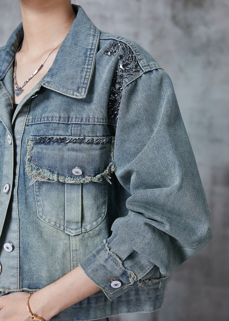 Bohemian Blue Oversized Denim Coat Fall