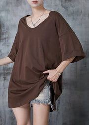 Bohemian Chocolate Oversized Cotton Tank Tops Summer