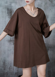 Bohemian Chocolate Oversized Cotton Tank Tops Summer