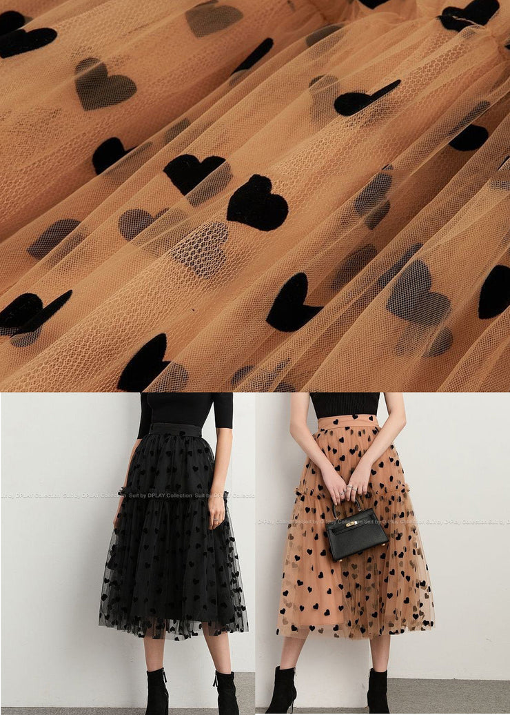 Bohemian Chocolate Patchwork Loving Heart Dot Tulle Skirt Spring