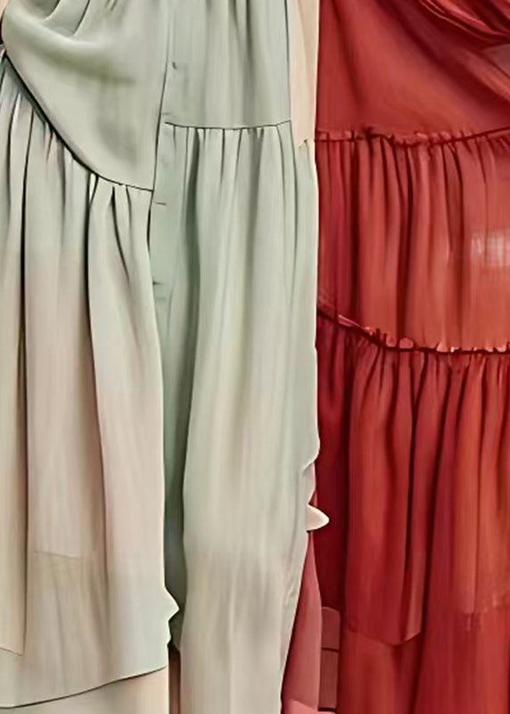 Bohemian Colorblock Oversized Patchwork Cotton Robe Dresses Summer