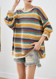 Bohemian Colorblock Oversized Striped Knit Top Fall