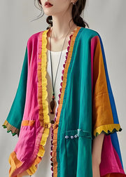 Bohemian Colorblock Ruffled Patchwork Cotton Cardigan Summer