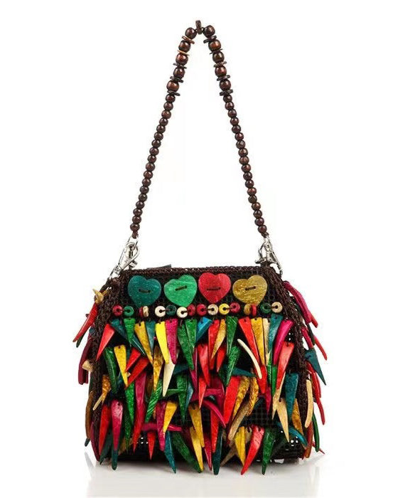 Bohemian Ethnic Style Wooden Tasseled Messenger Bag