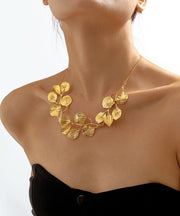 Bohemian Gold Metal Alloy Leaves Princess Necklace