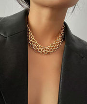 Bohemian Gold Stainless Steel Alloy Chain Collar Necklace