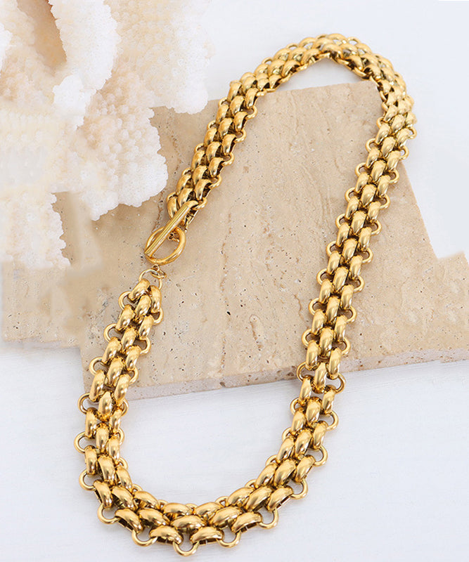 Bohemian Gold Stainless Steel Alloy Chain Collar Necklace