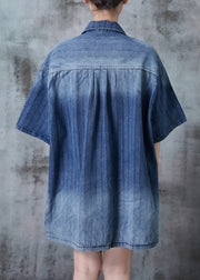 Bohemian Gradient Blue Oversized Denim Shirt Summer