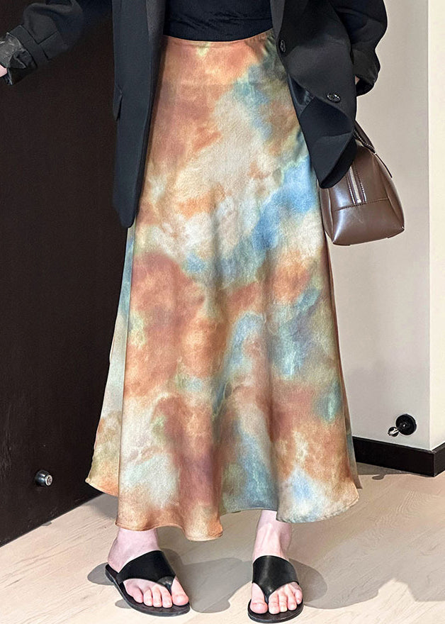 Bohemian Gradient Color Tie Dye High Waist Skirt Fall