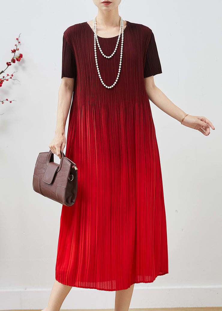 Bohemian Gradient Red Oversized Wrinkled Chiffon Dress Summer