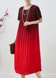 Bohemian Gradient Red Oversized Wrinkled Chiffon Dress Summer