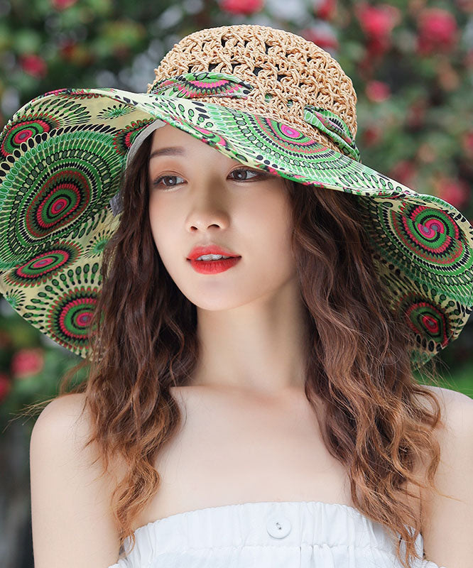 Bohemian Green Hollow Out Grass Weaving Sun Hat