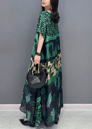 Bohemian black texture O Neck Pockets Print Patchwork Silk Long Dresses Summer