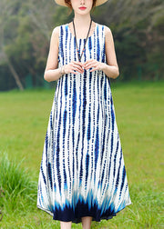 Bohemian Green O-Neck Striped Long Dress Summer