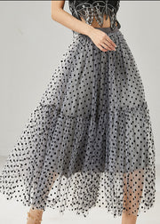 Bohemian Grey Dot Patchwork Tulle Skirts Summer