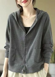 Bohemian Grey Hooded Cotton Coats Spring