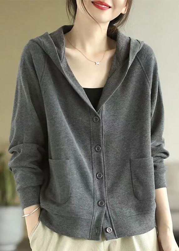 Bohemian Grey Hooded Cotton Coats Spring