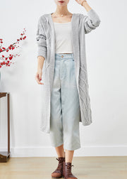 Bohemian Grey Hooded Oversized Knit Long Cardigans Fall