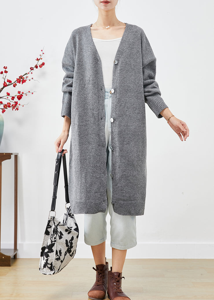 Bohemian Grey Oversized Cozy Knit Cardigan Spring