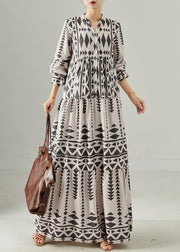 Bohemian Grey Oversized Print Chiffon Dress Spring