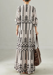 Bohemian Grey Oversized Print Chiffon Dress Spring