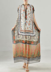 Bohemian Khaki Oversized Print Chiffon Beach Dresses Summer