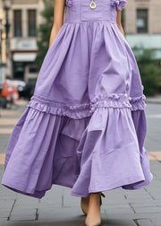 Bohemian Lavender Ruffled Exra Large Hem Robe Dresses Sleeveless