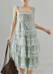 Bohemian Light Blue Patchwork Tulle Summer Dress