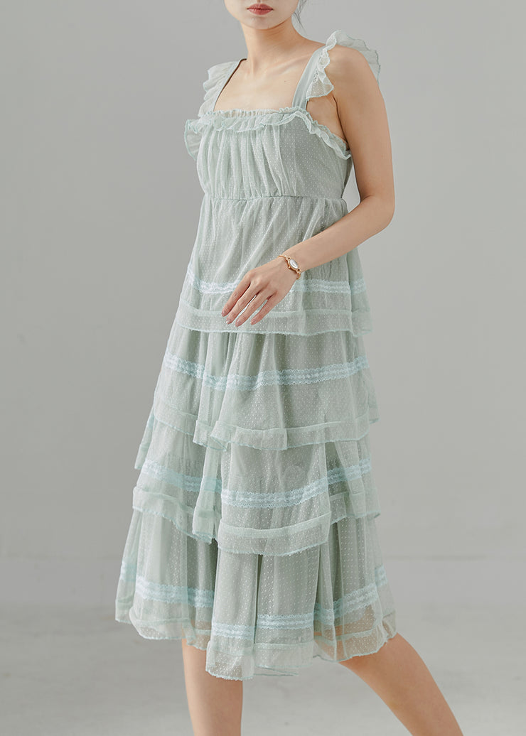 Bohemian Light Blue Patchwork Tulle Summer Dress