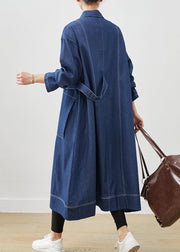 Bohemian Navy Oversized Pockets Denim Coat Spring