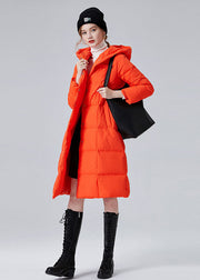 Bohemian Orange Hooded Pockets Duck Down Winter Coats Winter