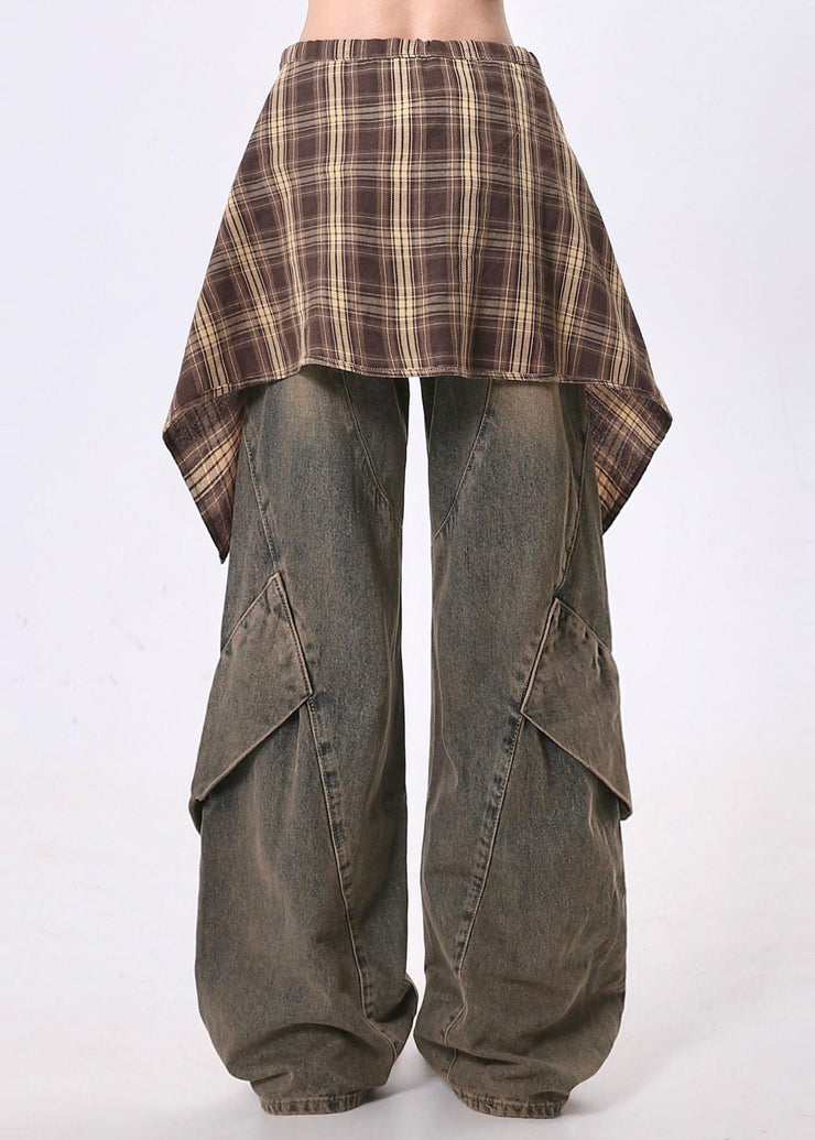 Bohemian Oversized Patchwork Denim Wide Leg Pants Spring