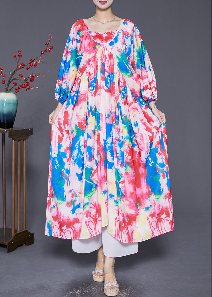 Bohemian Oversized Tie Dye Exra Large Hem Cotton Beach Dresses Fall