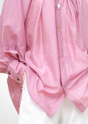 Bohemian Pink O-Neck Oversized Blouses Spring