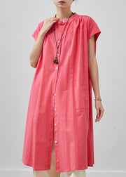 Bohemian Pink Oversized Cotton Mid Dress Summer