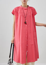 Bohemian Pink Oversized Cotton Mid Dress Summer