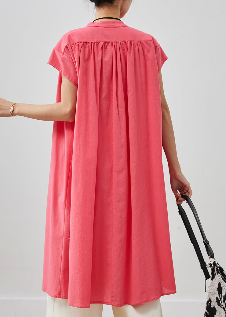 Bohemian Pink Oversized Cotton Mid Dress Summer