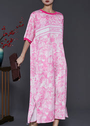 Bohemian Pink Oversized Print Cotton Dress Summer