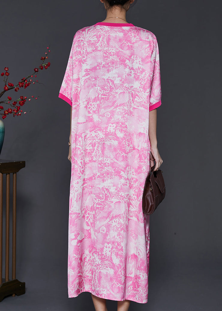 Bohemian Pink Oversized Print Cotton Dress Summer