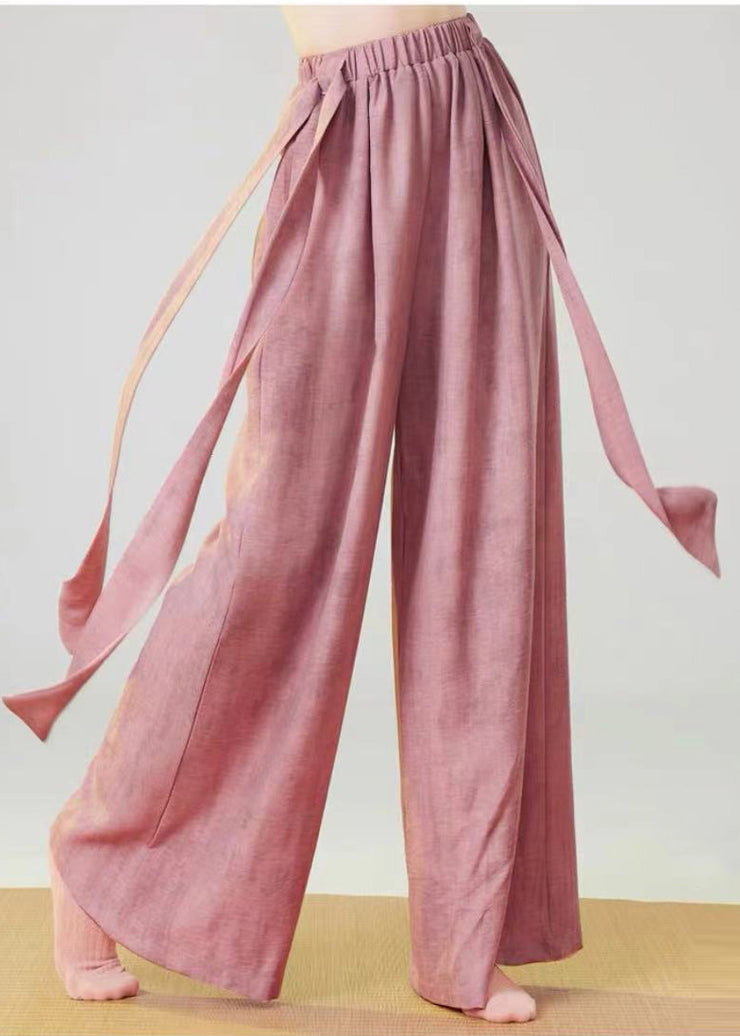 Bohemian Pink Oversized Tie Dye Linen Pants Spring