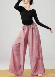 Bohemian Pink Oversized Tie Dye Linen Pants Spring