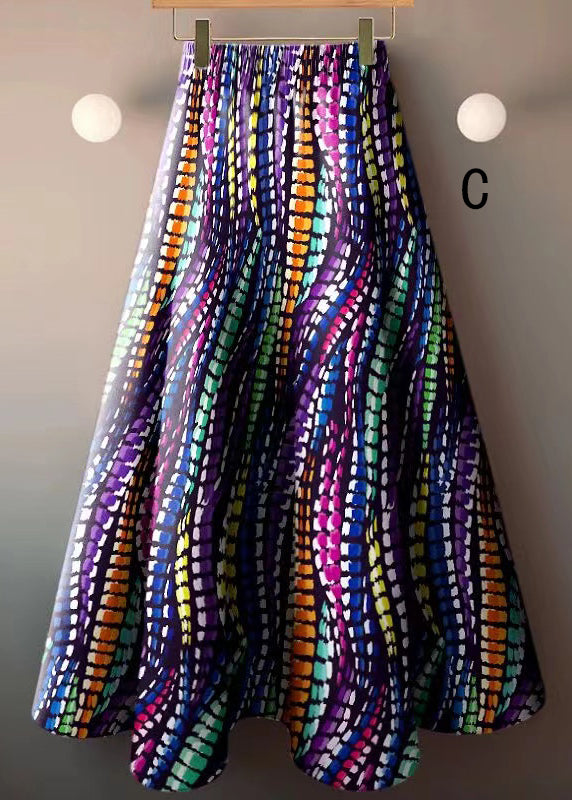Bohemian Print Elastic Waist A Line Skirts Summer New Style